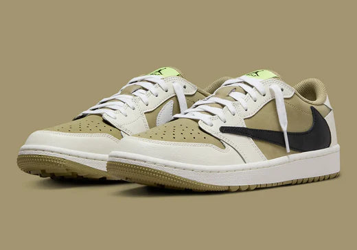 Officiella bilder av The Travis Scott x Air Jordan 1 Low OG Golf “Olive”